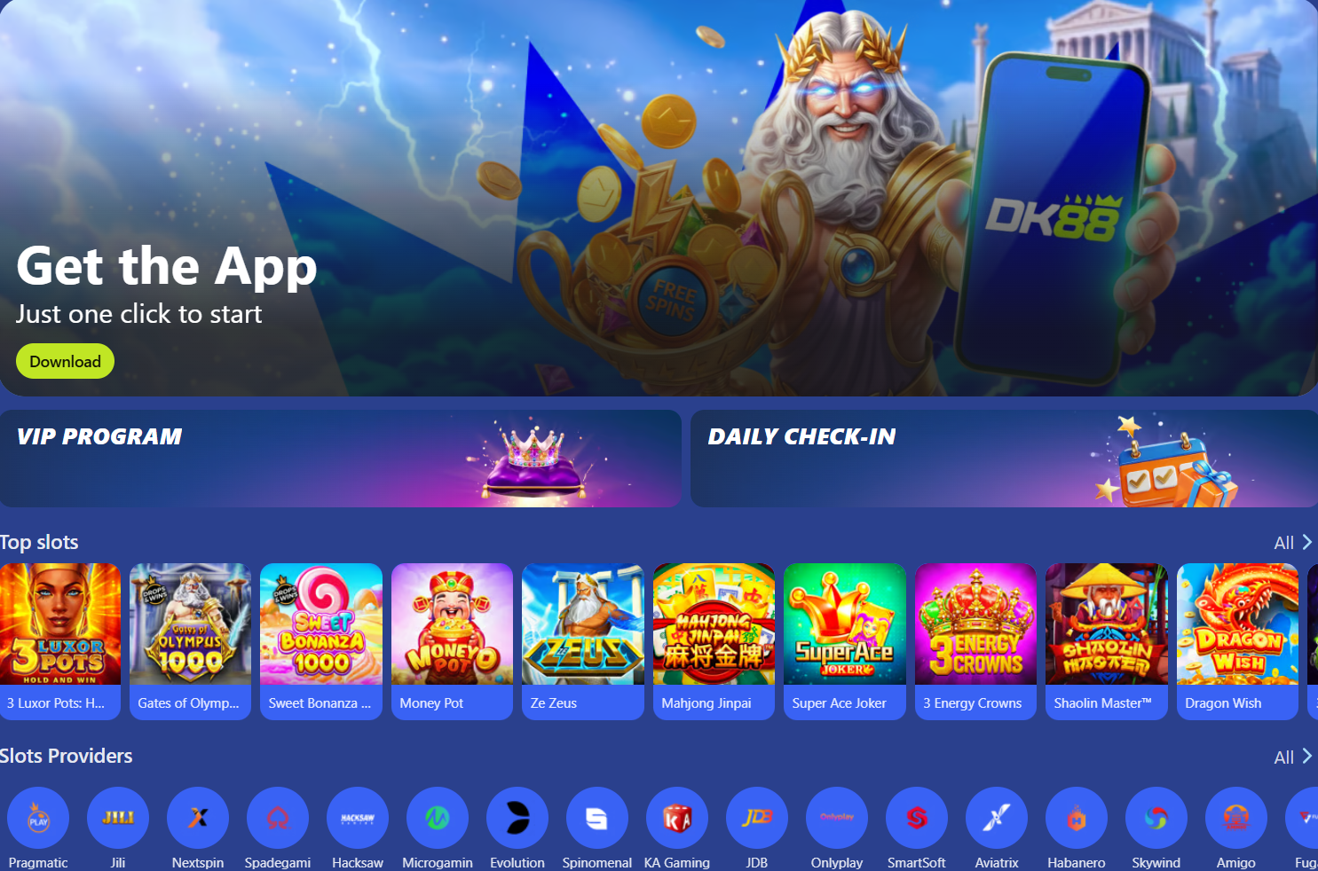 DK88 casino lobby — 3,000+ games
